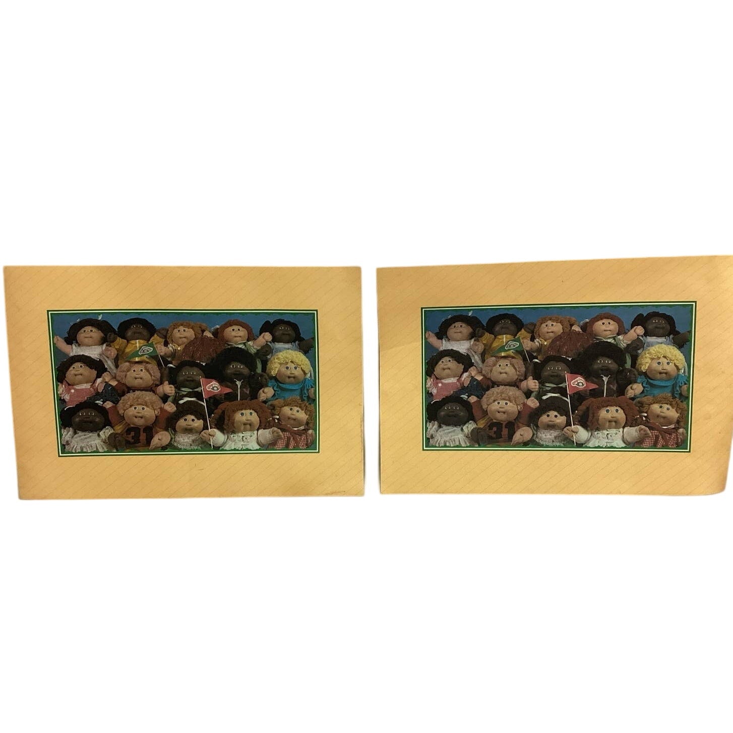 2 Vintage 1980s Cabbage Patch Kids Dolls Collection Laminated Plastic Place Mats